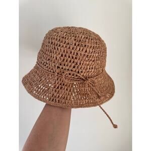 Jaden Rael Raffia Straw Bucket - Size Medium